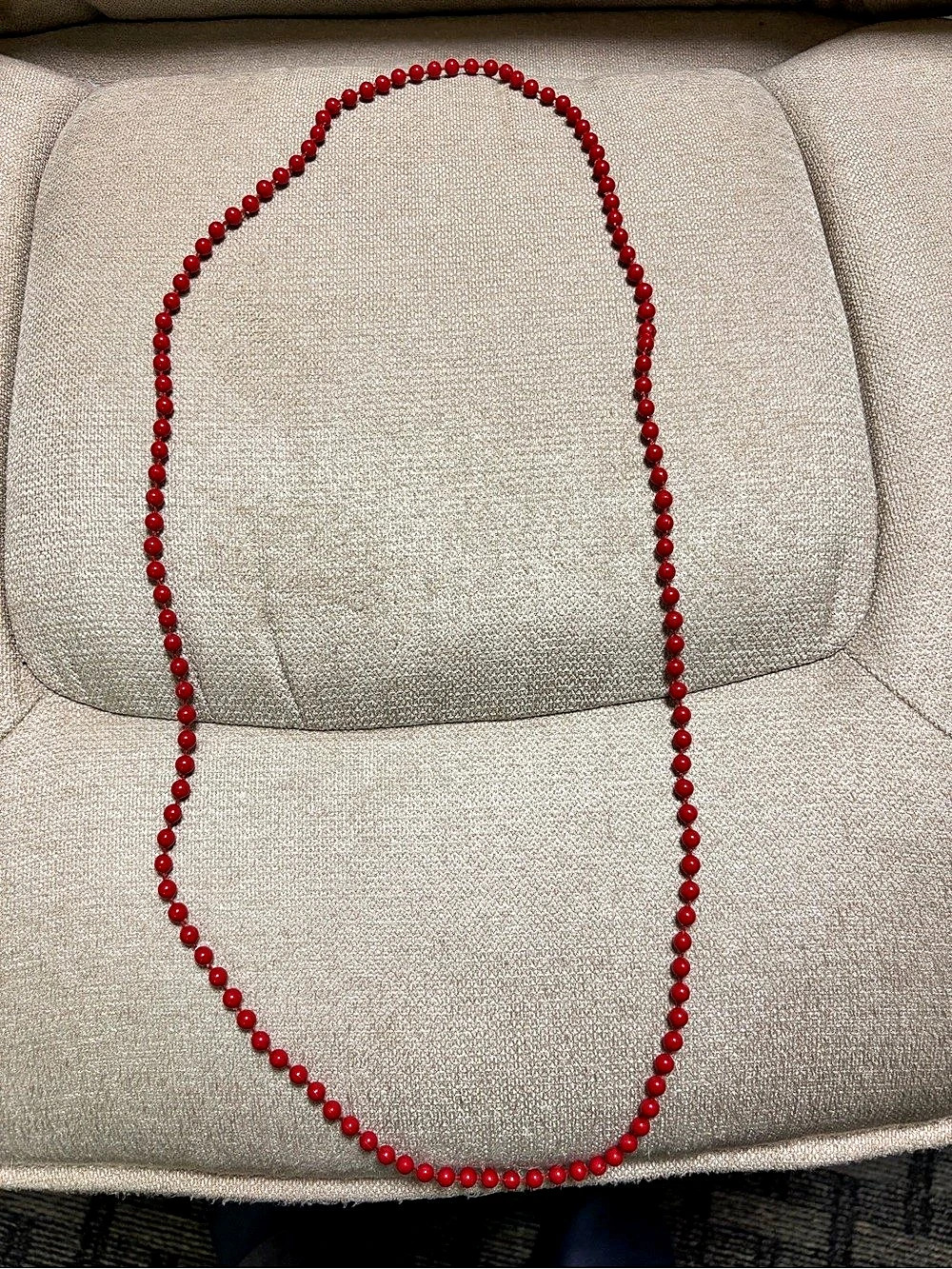 Red Beaded Necklace Like New